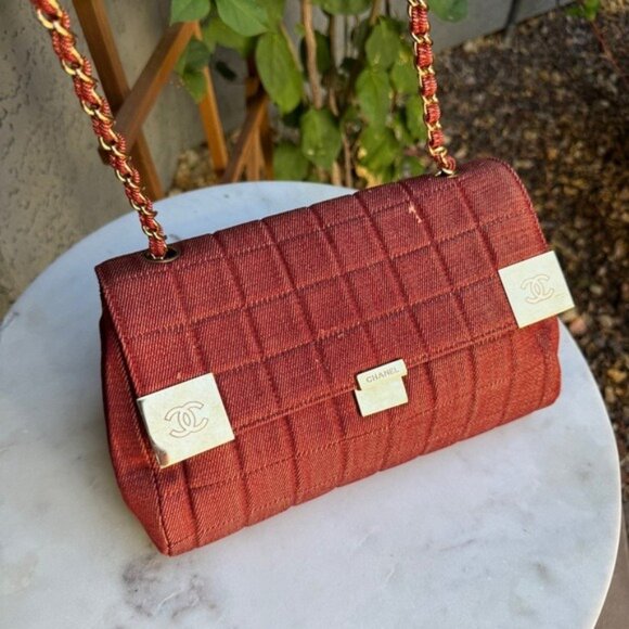 Chanel Vintage Denim Chocolate Bar Quilt Single Flap Shoulder Bag - Picture 3 of 16